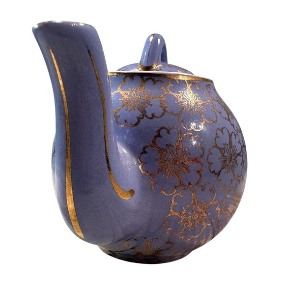 Hall China French Floral Ceramic Teapot Periwinkle Vintage USA Lid 2 Cups - Picture 4 of 13